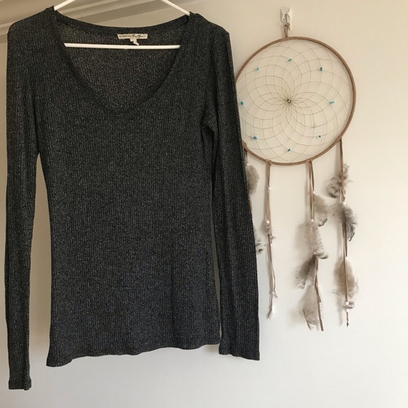 Express Tops - Ribbed Grey Light Sweater
